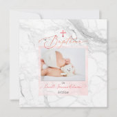 PixDezines Marbre Blanc, Baptême Fille Einladung (Vorderseite)