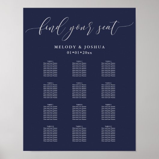 PixDezines Marine Moderne Kalligraphie, Seating Ch Poster (Vorne)