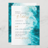 PixDezines Marine Waves Shoreline Beach Hochzeit Einladung (Vorne/Hinten)