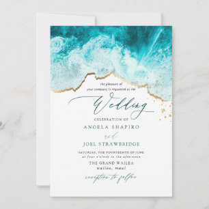 PixDezines Marine Waves Shoreline Beach Hochzeit Einladung