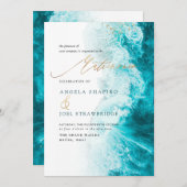 PixDezines Marine Waves Shoreline Beach Matrimonio Einladung (Vorne/Hinten)