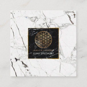 PixDezines Marmor/Blume des Lebens/Faux Gold Quadratische Visitenkarte