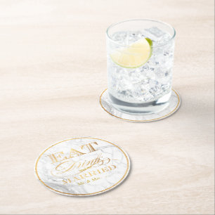 PixDezines Marmor Faux Gold/Essen/Trinken/Heiraten Runder Pappuntersetzer