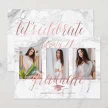 PixDezines Marmor Faux Roségold Abschluss Einladun