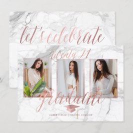 PixDezines Marmor Faux Roségold Abschluss Einladun Einladung