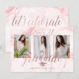 PixDezines Marmor Faux Roségold Abschluss Einladun Einladung