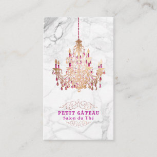 PixDezines Marmor + Faux Roségold Kronleuchter Visitenkarte