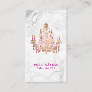 PixDezines Marmor + Faux Roségold Kronleuchter Visitenkarte