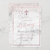 PixDezines Marmor+Imitat Rose Gold/Christessen Einladung (Vorne/Hinten)