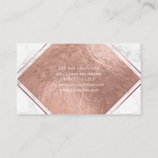 PixDezines Marmor+Imitat Rose Goldene Fossilien Visitenkarte (Rückseite)