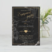 PixDezines-Marmor/Imitate Gold/Engagement-Partei Einladung (Stehend Vorderseite)