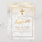 PixDezines Marmor+Imitate Gold Punkte/Taufen Einladung (Vorne/Hinten)