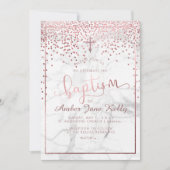 PixDezines Marmor+Imitate Rose Gold Punkte/Taufen Einladung (Vorderseite)