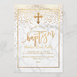 PixDezines Marmor+Imitats Gold Punkte/Taufen Einladung