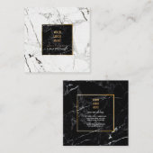 PixDezines Marmor /Schwarz+Weiß Quadratische Visitenkarte (Vorne/Hinten)