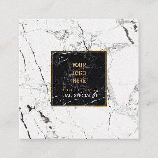 PixDezines Marmor /Schwarz+Weiß Quadratische Visitenkarte (Vorderseite)