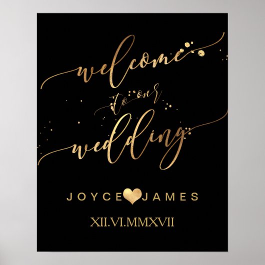 PixDezines MARMOR + UNECHTES GOLD SCRIPT / WILLKOM Poster (Vorne)