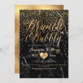 PixDezines Marmorbrunch+Bubbly Dazzled/Imitats Gol Einladung (Vorne/Hinten)