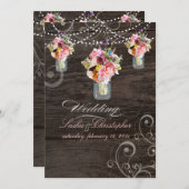 PixDezines MASON JARS/RUSTIC WOOD PANELS Einladung (Vorne/Hinten)