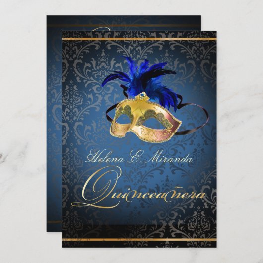 PixDezines Masquerade/Blue/DIY Farbe!! Einladung (Vorne/Hinten)