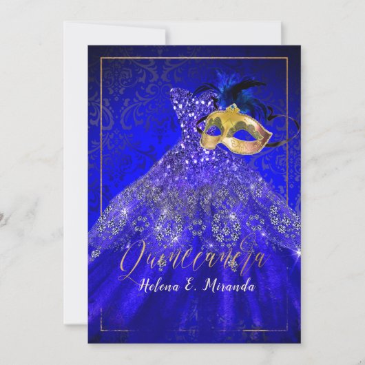 PixDezines Masquerade/Blue/DIYcolor! Einladung (Vorderseite)