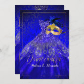 PixDezines Masquerade/Blue/DIYcolor! Einladung (Vorne/Hinten)