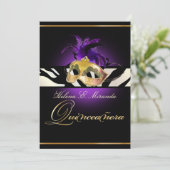 PixDezines Masquerade/lila/Zebra/DIY Farbe!! Einladung (Stehend Vorderseite)