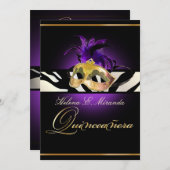 PixDezines Masquerade/lila/Zebra/DIY Farbe!! Einladung (Vorne/Hinten)