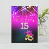 PixDezines Masquerade/Quince/Laser Leuchten Einladung (Stehend Vorderseite)