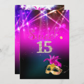 PixDezines Masquerade/Quince/Laser Leuchten Einladung (Vorne/Hinten)