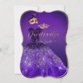 PixDezines Masquerade Quinceanera, dunkel Lila Einladung (Vorderseite)