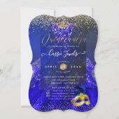PixDezines Masquerade Quinceanera, Royal Blue Einladung (Rückseite)