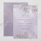 PixDezines Mauve+Lilac Palms, Iridescent Einladung (Vorne/Hinten)