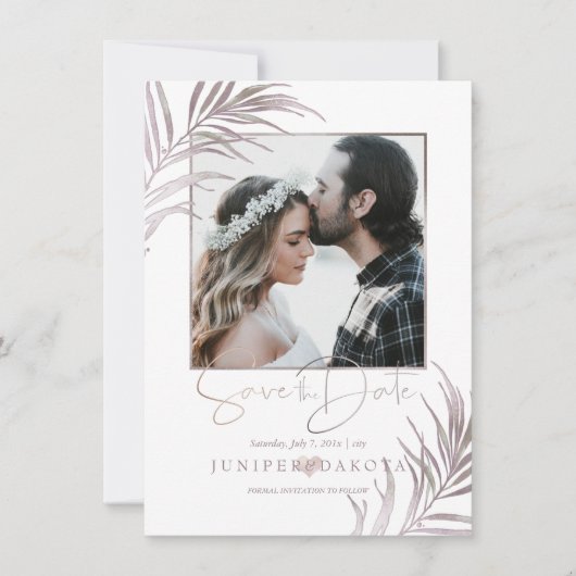 PixDezines MAUVE PALMS SAVE THE DATE (Vorderseite)