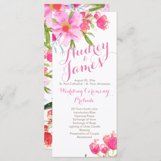 PixDezines May-Hochzeitsprogramm Blume/Wasserfarbe Programm (Vorne/Hinten)