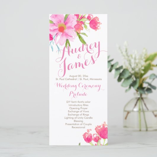 PixDezines May-Hochzeitsprogramm Blume/Wasserfarbe Programm (Stehend Vorderseite)