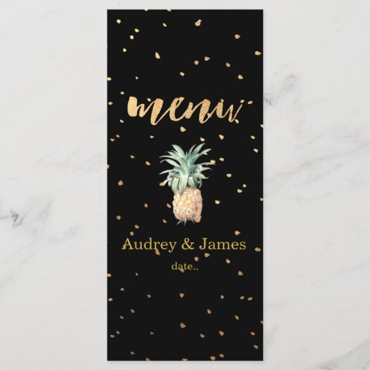 PixDezines-Menü/Ananas/Gold-Speck/DIY-Buchse Menükarte (Vorderseite)