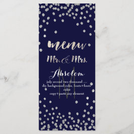 PixDezines Menü DIY Farbe/Silber Konfetti Menükarte