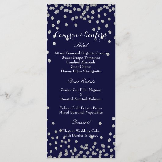 PixDezines Menü DIY Farbe/Silber Konfetti Menükarte (Rückseite)