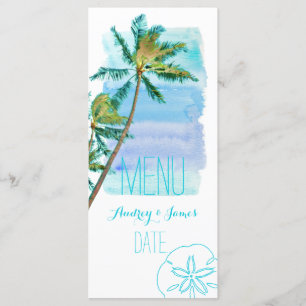 PixDezines Menü "Watercolor Beach/Palm Trees" Menükarte