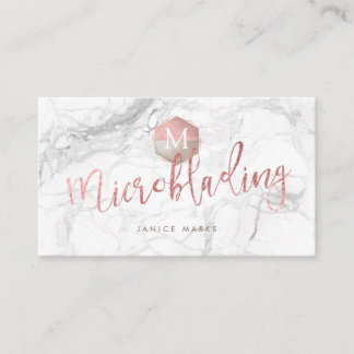 PIXDEZINES MICROBLADING MARMOR FALSCHES ROSÉGOLD VISITENKARTE