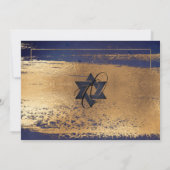 PixDezines MIDNIGHT BLUE GOLD BRUSHSTROKE Mitzvah Einladung (Rückseite)