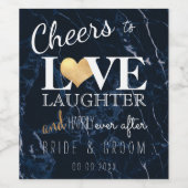 PixDezines Midnight Blue Marble+Imitate Goldenes H Weinetikett (Einzelnes Label)