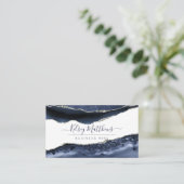 PixDezines Midnight Blue Watercolor Agate Visitenkarte (Stehend Vorderseite)