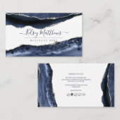 PixDezines Midnight Blue Watercolor Agate Visitenkarte (Vorne/Hinten)