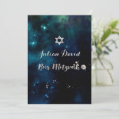 PixDezines Midnight Sky Bar Mitzvah ✡ Einladung (Stehend Vorderseite)