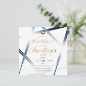 PixDezines Minimalistisch Bar Mitzvah, Imitate Gol Einladung (Stehend Vorderseite)