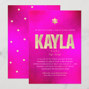 PixDezines Minimalistisch GOLD HOT FLASHY PINK Mit Einladung
