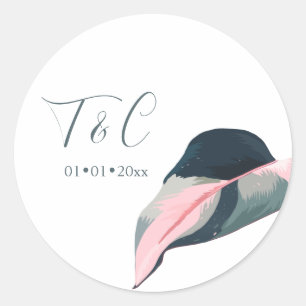 PixDezines Minimalistisch Pink Blue Anthurium Foli Runder Aufkleber