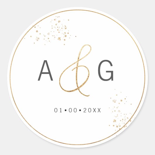 PixDezines Minimalistische Imitate Gold Ampersand Runder Aufkleber (Vorderseite)